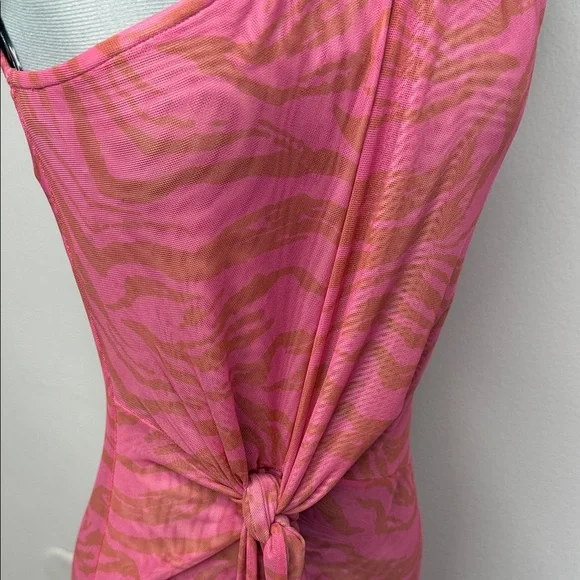 Vix Paula Hermanny Diani Kiana Maxi Cover Up Dress Pink Tiger Print NWT Size S - Picture 8 of 10